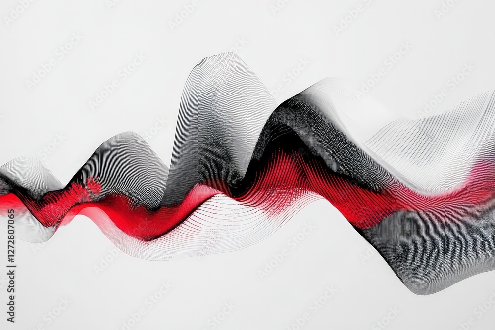 Aufkleber abstract wave pattern in red and black on a light background