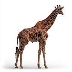 Fototapeta premium Realistic 3D Model of a Giraffe Standing in White Background