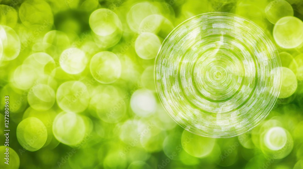 Poster a blurred green background with circular patterns, evoking tranquility and nature.