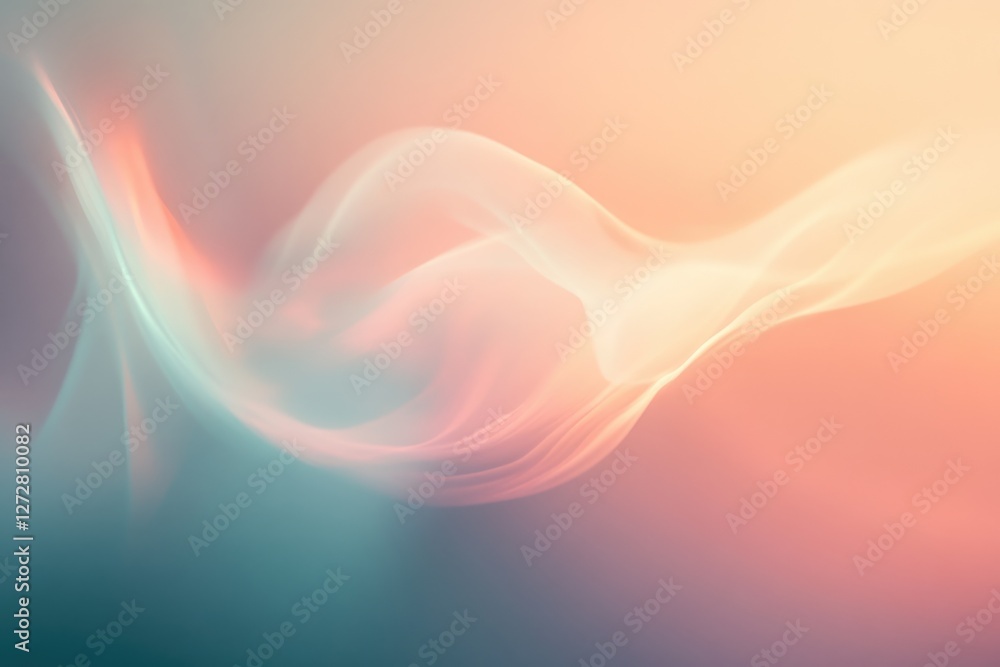 Poster abstract pastel background with smooth, flowing curves and soft color gradients.