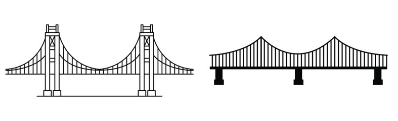 Bridge icons set. bridge line icon set vector. Gate bridge and River architecture symbol vector illustration. Bridge and Arch Icons and Symbols. 