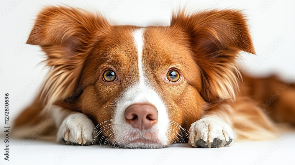 Poster back view of a dog isolated on white background in png format for transparent background application