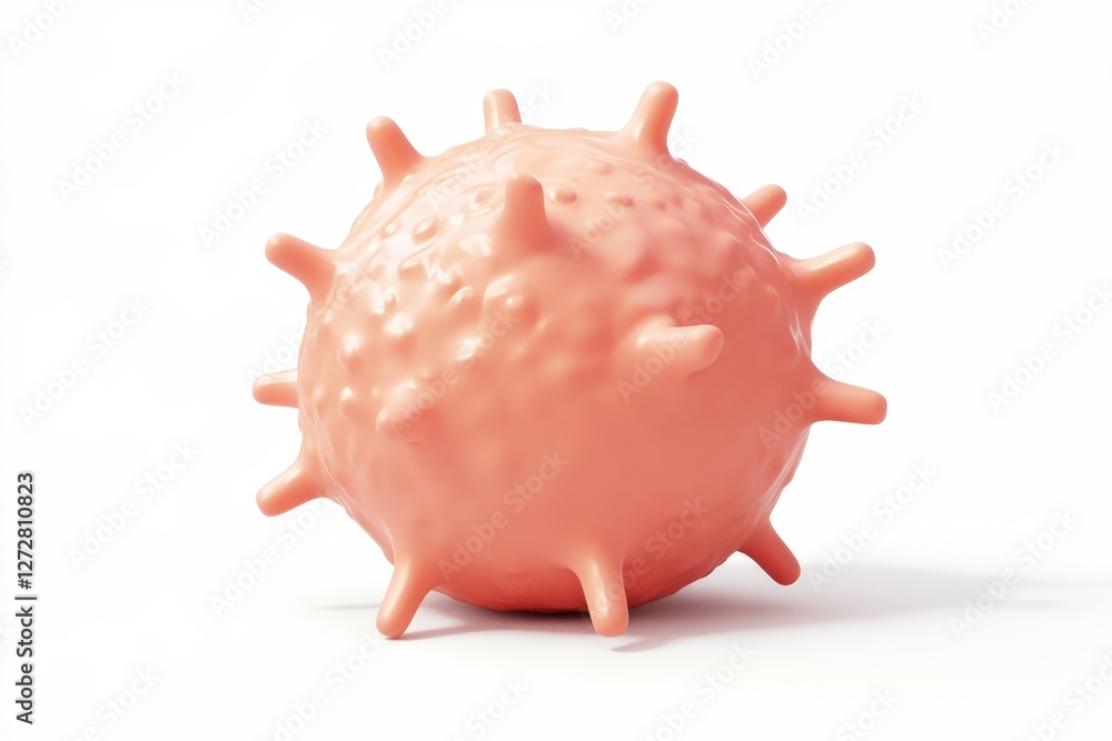 Poster abstract representation of a virus in soft pink color on white background