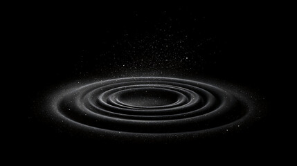 Fototapeta premium Ethereal Ripple Cosmic Event Formation with Dark Center and Celestial Dust in a Black Void Scene.