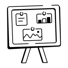 A hand drawn icon of presentation board 

