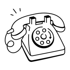 A hand drawn icon of a telephone 


