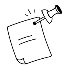A hand drawn icon of paper pin 
