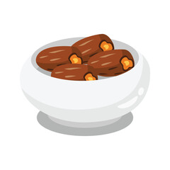 A bowl of dates, traditionally eaten to break the fast in Ramadan.