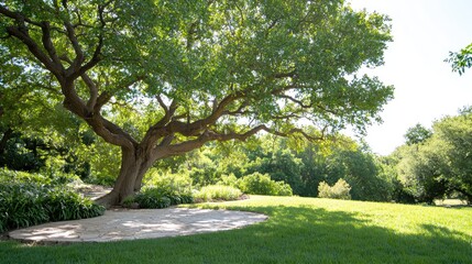 Obraz premium Lush Green Tree in a Sunny Garden