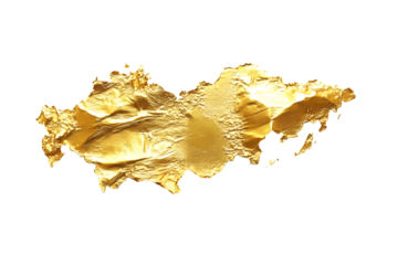 Gold watercolor texture paint stain abstract illustration. Shining brush stroke for you amazing design project. Golden foil from paint against  isolated on cut out PNG or transparent background.