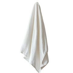 Fototapeta premium White towel hanging on black background soft fluffy clean bath textile linen cotton spa comfort bedroom bathroom