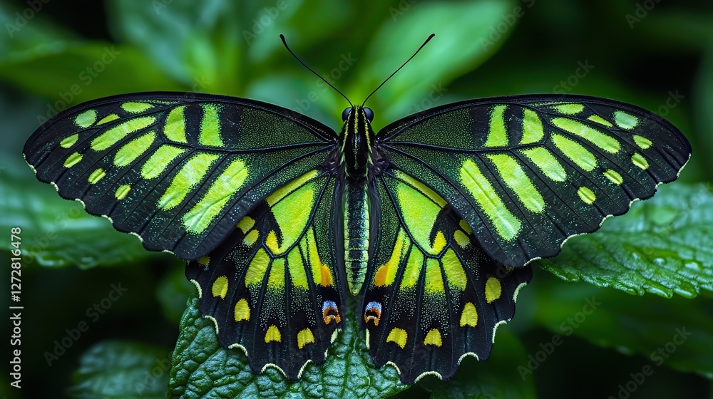 Poster beautiful lime butterfly in png style with transparent background ideal for digital art projects gra