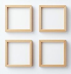 Empty Wooden Frames on Minimalist Wall for Art Display
