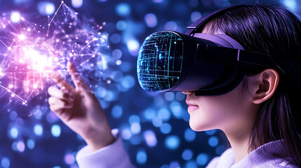 Immersive Digital Exploration Through Virtual Reality Headset Interface and Interactive Touchscreen Connection.