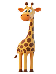 Obraz premium cartoon character giraffe isolated on transparent white background, png.