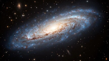 Fototapeta premium Spiral galaxy in deep space; cosmic panorama; celestial object; astronomical view; educational resource