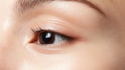 Obraz premium Close up of a womans eye with before and after facial skin photos showing skin improvement and texture