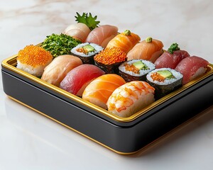 Fine dining sushi experience Delicious sushi platter with assorted selections.