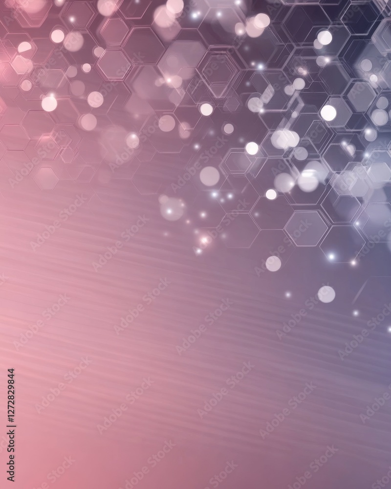 Poster a soft, abstract background featuring hexagons and bokeh effects in pastel hues, creating a dreamy a