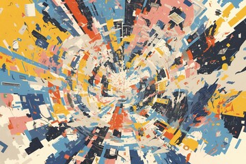 Naklejka premium Abstract colorful geometric shapes and lines. Dynamic visual exploration of color. Potential use Background image for design projects