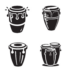 Vector Silhouette of a Conga on White Background