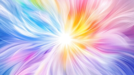 Fototapeta premium Radiating Light Burst with Pastel Color Swirls and Dynamic Flowing Energy Waves Abstract Design.