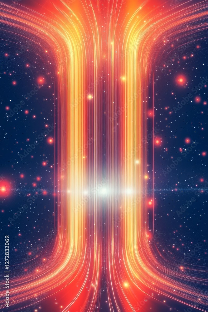 Aufkleber vibrant light trails converge in a cosmic backdrop, creating a mesmerizing blend of colors and energ