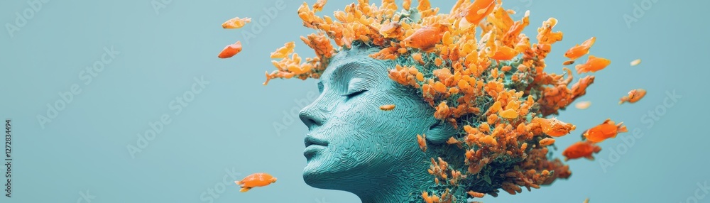 Poster ai-enhanced tools transforming art and music creation in digital spaces represented by a serene scul