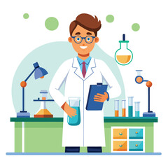 scientist doing his research in his lab vector