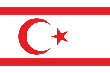 Northern Cyprus flag. Flag of Northern Cyprus. The official ratio. Flag icon. Standard color. Standard size. A rectangular flag. Computer illustration. Digital illustration. Vector illustration.