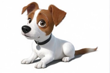 Obraz premium Jack Russell Terrier Dog in Glasses Sitting on White Background Facing Left