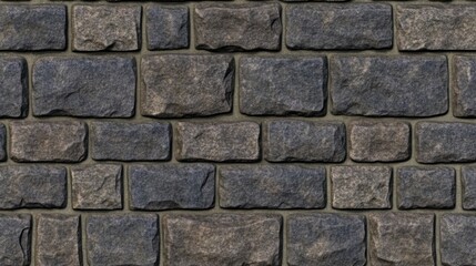 Fototapeta premium Close-Up View of Textured Stone Wall with Dark Gray Bricks in a Uniform Pattern