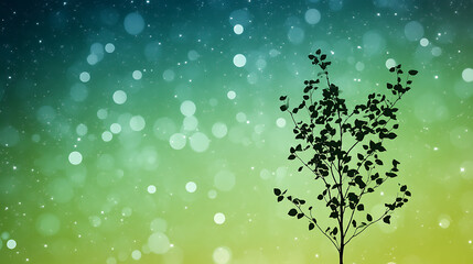 Silhouette Tree Against a Bokeh Lit Sky Abstract Artistic Natural Scenery Serene Vision.