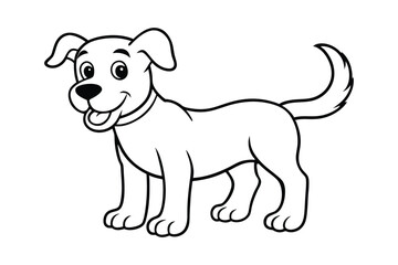 Line art illustration of a cartoon dog for coloring books.eps