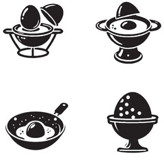 Vector Silhouette of an Egg Poacher on White Background