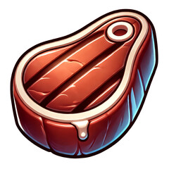 Obraz premium A beautifully rendered digital illustration of a grilled steak with a rich brown seared surface, visible grill marks, and a glossy, juicy appearance.