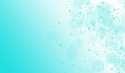 Abstract turquoise hexagonal background with gradient effect and geometric pattern. Futuristic digital design with copy space