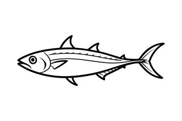 Line art illustration of a tuna fish for coloring books.eps