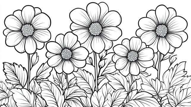 child friendly simple flower outline for coloring ideal for creative learning,art activities