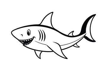 Line art illustration of a shark for coloring books.eps