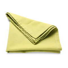 Green folded napkin isolated on white background