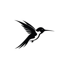 Obraz premium Hummingbird flying perching and on a white background in vector illustration