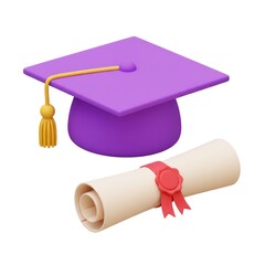 Graduation Cap and Diploma Celebrate Academic Achievement and Success