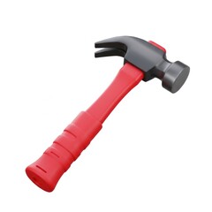 Red and Grey Claw Hammer Isolated Tool for Carpentry Projects