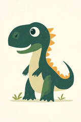 Obraz premium Friendly Green Tyrannosaurus Rex Cartoon Character for Childrens Art
