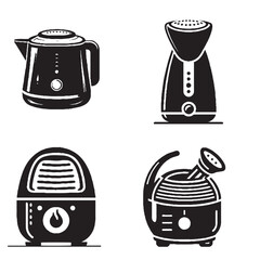 "High-Quality Vector Silhouette of a Facial Steamer on White Background"