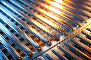 Abstract Silver Metal Texture: Elongated Grill Pattern with Light Reflections