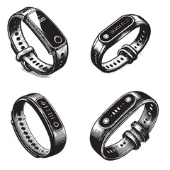 High-Quality Vector Silhouette of a Fitness Tracker on White Background