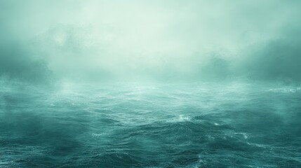 Fototapeta premium Foggy turbulent sea, dramatic ocean scene