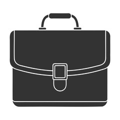 Simple black briefcase icon, black and white silhouette of a briefcase